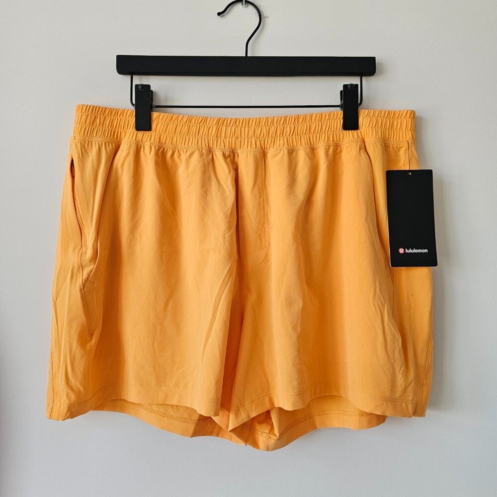 NWT LULULEMON MGDM Mango Orange Pace Breaker Shorts 5" Linerless Men's XXL